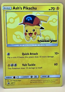 Ash’s Pikachu SM111 – Black Star Promo (Movie Promo) - NM- - 2017 Pokemon TCG - Image 1