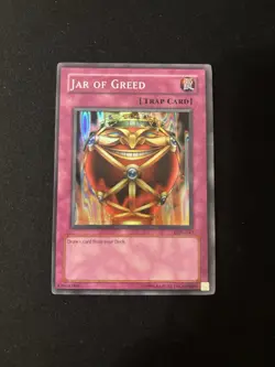 Konami Yu-Gi-Oh! Jar of Greed Super Rare Trap LON-047 Unlimited. LP - Image 1