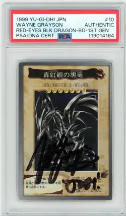 PSA Wayne Grayson Signed Red Eyes Black Dragon Holo 1998 Bandai Yu-Gi-Oh! TCG - Image 1