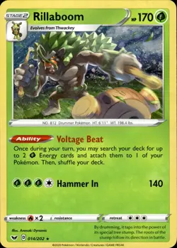 Rillaboom - Cosmos Holo Rare - Sword & Shield Base 014/202 - MINT - Pokemon - Image 1