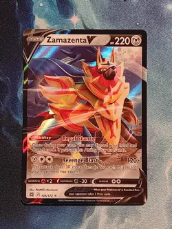 Pokemon TCG Sword & Shield: Brilliant Stars Zamazenta V 105/172 Ultra Rare NM - Image 1