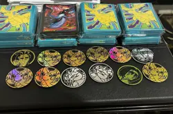 Lot Of 8 Ascended Heroes ETB Deck Sleeves Of 65 In Each Pack & 12 Pokemon Coins - Image 4