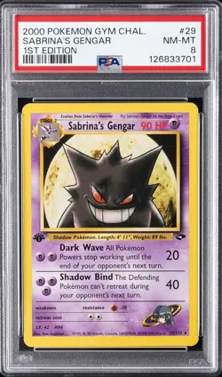 2000 POKEMON GYM CHALLENGE 1ST ED #29 SABRINA'S GENGAR PSA 8 - Image 1