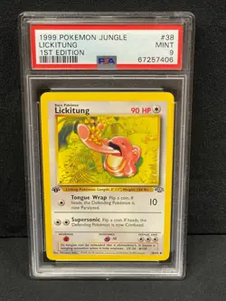 1999 POKEMON JUNGLE 1ST EDITION UNCOMMON #38 LICKITUNG PSA MINT 9 SET BREAK - Image 1