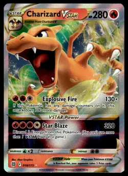 Pokemon TCG SWSH09: Brilliant Stars #018/172 Charizard VSTAR NM - Image 1