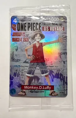 One Piece Monkey D. Luffy US Voyage College Illinois Promo Card SEALED wPoster - Image 1