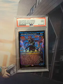 2022 Hidetsugu, Devouring Chaos Neon Blue Ink MTG Kamigawa: Neon Dynasty PSA 9 - Image 1
