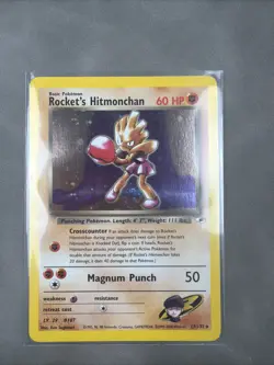 Pokemon TCG Rockets Hitmonchan Holo Rare Card 11/132 Gym Heroes Lp/Mp SwirlU 💫 - Image 1