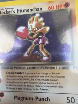 Pokemon TCG Rockets Hitmonchan Holo Rare Card 11/132 Gym Heroes Lp/Mp SwirlU 💫 - Image 2