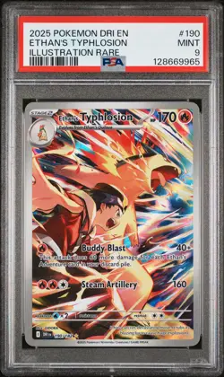2025 POKEMON DRI EN-DESTINED RIVALS ILLUSTRATION RARE ETHAN'S TYPHLOSION PSA 9 - Image 1