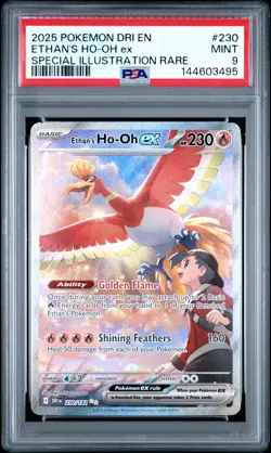2025 POKEMON DRI EN-DESTINED RIVALS #230 ETHAN'S HO-OH EX PSA 9 - Image 1