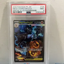 2025 POKEMON PFL SPECIAL ILLUSTRATION RARE #125 MEGA CHARIZARD X EX PSA 9 - Image 1