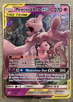 Pokemon Mewtwo & Mew GX 71/236 Ultra Rare TAG TEAM Sun & Moon Unified Minds NM - Image 1