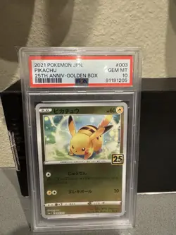 2021 Pokemon PSA 10 JPN Pikachu 25th Anniversary-Golden Box 003/015 - Image 1