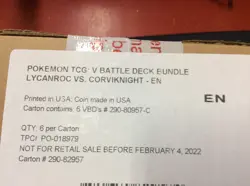 Pokemon TCG V Battle Deck BUNDLE Lycanroc VS Corviknight CASE (6 Bundles) - Image 1