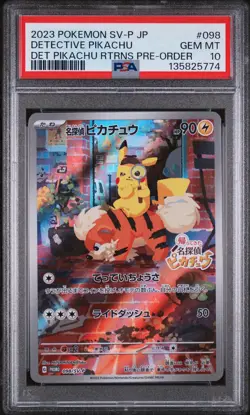 2023 POKEMON JPN SV-P PROMO #098 DETECTIVE PIKACHU PSA 10 - Image 1
