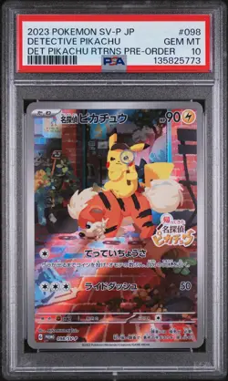 2023 POKEMON JPN SV-P PROMO #098 DETECTIVE PIKACHU PSA 10 - Image 1
