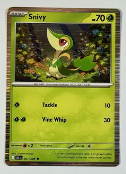 Pokemon TCG - Snivy - 001/086 - 2025 S&V: Black Bolt BLk En- Horizontal Holofoil - Image 1