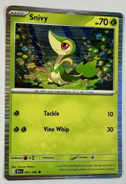 Pokemon TCG - Snivy - 001/086 - 2025 S&V: Black Bolt BLk En- Horizontal Holofoil - Image 2