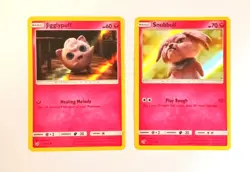 Jigglypuff 14/18 & Snubbull 15/18 Detective Pikachu Holo (Fairy) Lot Pokemon LP - Image 1