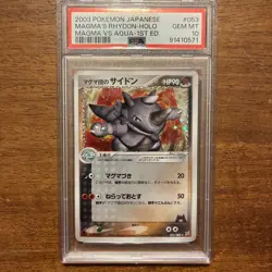 2003 POKEMON JAPANESE MAGMA VS AQUA 1ST EDITION TEAM MAGMA'S RHYDON-HOLO PSA 10 - Image 1