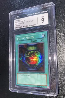 Pot of Greed 2004 Yu-Gi-Oh! Dark Beginning 1 DB1-EN134 CGC 9 Mint Super Rare - Image 1