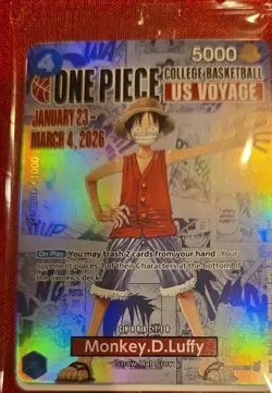One Piece Monkey D. Luffy USVoyage College Basketball CardSEALED - NJ Rutgers - Image 1