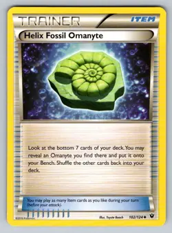 2016 Pokemon XY Fates Collide Helix Fossil Omanyte 102/124 NM - Image 1