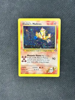 Blaine's Moltres 1/132 Holo Rare Gym Heroes Pokemon TCG LP *Swirl!* - Image 2