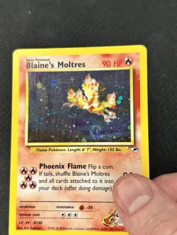 Blaine's Moltres 1/132 Holo Rare Gym Heroes Pokemon TCG LP *Swirl!* - Image 4