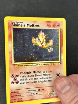 Blaine's Moltres 1/132 Holo Rare Gym Heroes Pokemon TCG LP *Swirl!* - Image 5