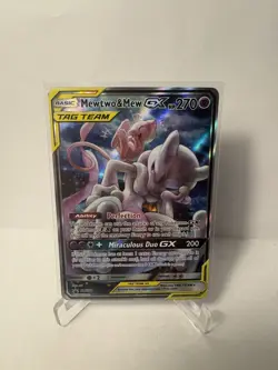 Pokemon TCG SM Black Star Promo #SM191 Full Art Mewtwo & Mew GX MP - Image 1