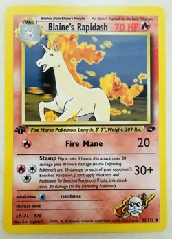 Blaine’s Rapidash 33/132 - 1st Edition Gym Challenge Vintage WOTC Pokemon TCG NM - Image 1