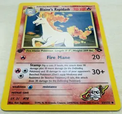 Blaine’s Rapidash 33/132 - 1st Edition Gym Challenge Vintage WOTC Pokemon TCG NM - Image 2