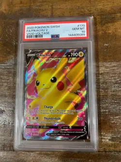POKEMON 2020 Vivid Voltage Full Art PIKACHU V #170 PSA 10 Gem Mint RARE - Image 1