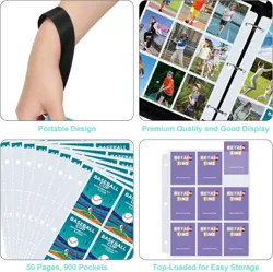 900 Pockets Trading Card Binder, PU Cover Zipper Card Collection Album - Image 2