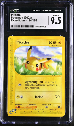 CGC 9.5 Mint+ | Pokemon 2002 Expedition Pikachu 124/165 Card - Image 1