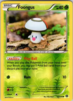 Foongus 12/114 XY - Steam Siege Pokemon LP Reverse Holofoil - Image 1