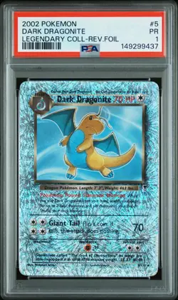 PSA 1 2002 Pokemon Legendary Collection Dark Dragonite 5/110 Reverse Holo - Image 2