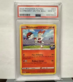 2020 POKEMON FUTSAL #004 SCORBUNNY ON THE BALL PSA 10 - Image 1