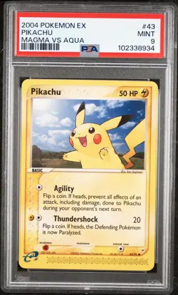 2004 POKEMON EX TEAM MAGMA VS TEAM AQUA 43 PIKACHU PSA MINT 9 - Image 1