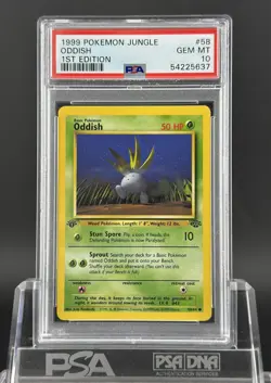 PSA 10 GEM MINT 💎 1999 POKEMON JUNGLE 1ST EDITION - ODDISH #58 ENGLISH - Image 1