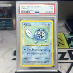 Pokemon 1999 Poliwag Base Set Shadowless PSA 1 (Pop 4) - Image 2
