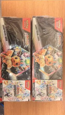 2 Pokemon Prismatic Evolutions Surprise Box 2 Booster Bundle Boxes Eevee Sam’s - Image 1