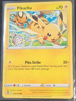2022 Pikachu 049/195 Silver Tempest Pokemon - Image 1