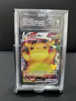 PIKACHU VMAX 2020 POKEMON #SWSH062 BLACK STAR PROMO - FULL ART - TAG 9 Mint - Image 1