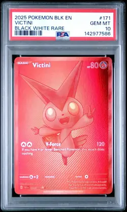 2025 Pokemon Black Bolt Victini Black White Rare #171/086 💎 PSA 10 💎 - Image 1