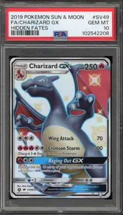 Pokemon Charizard GX Hidden Fates Full Art #SV49 PSA 10 Gem Mint - Image 1