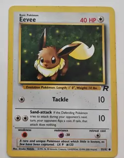 Pokemon Card- Eevee - Team Rocket - 55/82 Regular Unlimited Common Vintage LP - Image 1