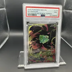 2025 Pokemon Mega Evolutions Bulbasaur #133 Box Topper Stamped EN Graded PSA 9 - Image 4